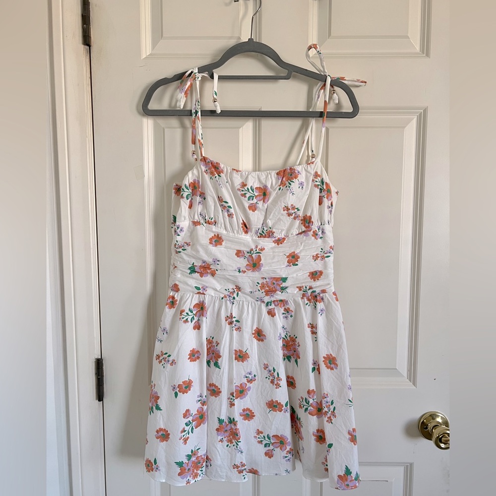 White floral graduation mini dress